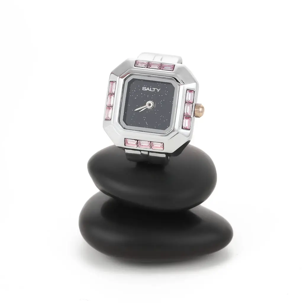 Aarav Prism Studded Octagon Watch Ring - Blue For Men : WTR-S-0044-S-BU-ALPHA-1