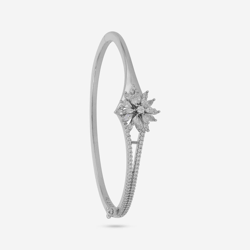 White Rodium - Plated Party Wear Zircon Kada - 446985 : 446985