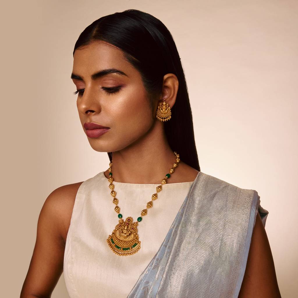Ruby-Green Gold - Plated Festive Antique Necklace - 464002 : 464002