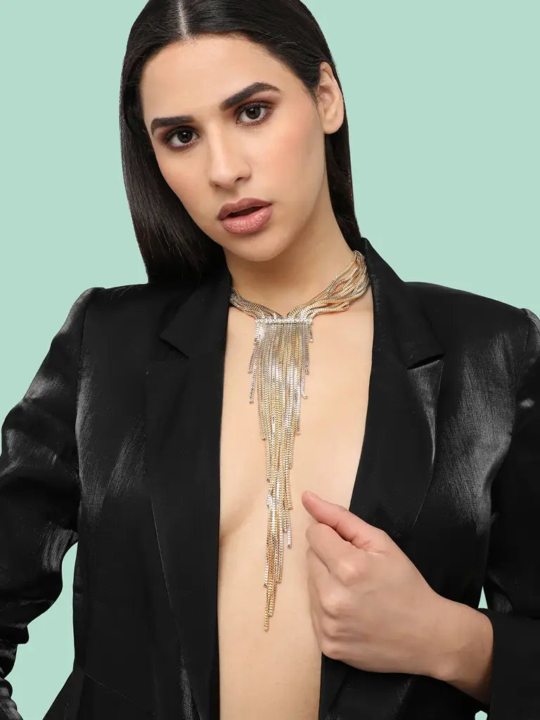 Suse-Gold Plated Designer Stone Party Necklace For Women : SOHNCK4946