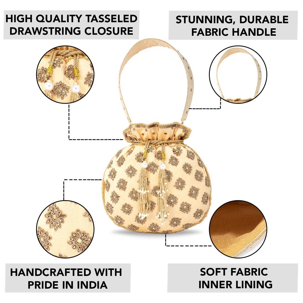 Potli Bags For Women Evening Bag Clutch Ethnic Bride Purse With Drawstring : P23G