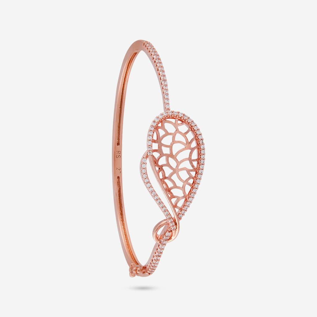 White Rose Gold - Plated Party Wear Zircon Kada - 467890 : 467890