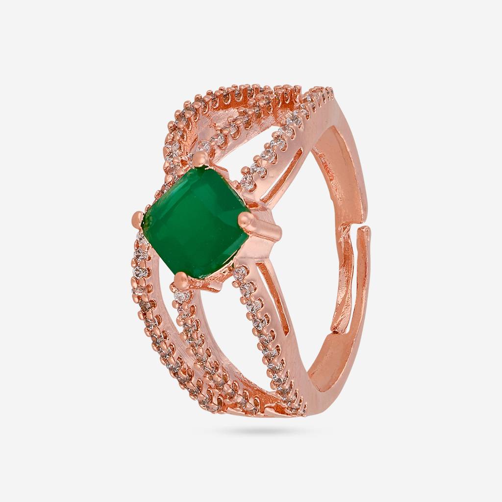 Rose Gold - Plated Party Wear Zircon Finger Ring - 463029 : 463029