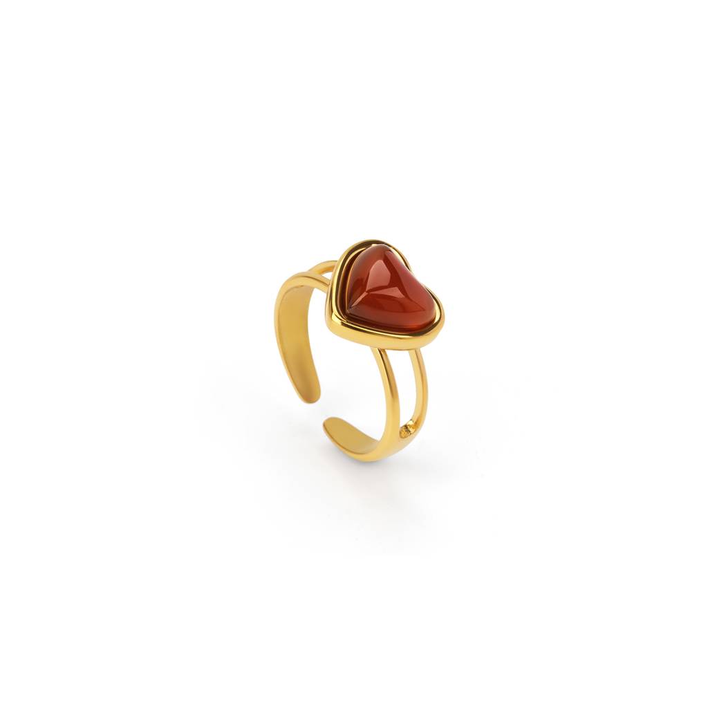 Ruby Crystal Heart Ring For Women - Waterproof & Anti-Tarnish : RG0106-6