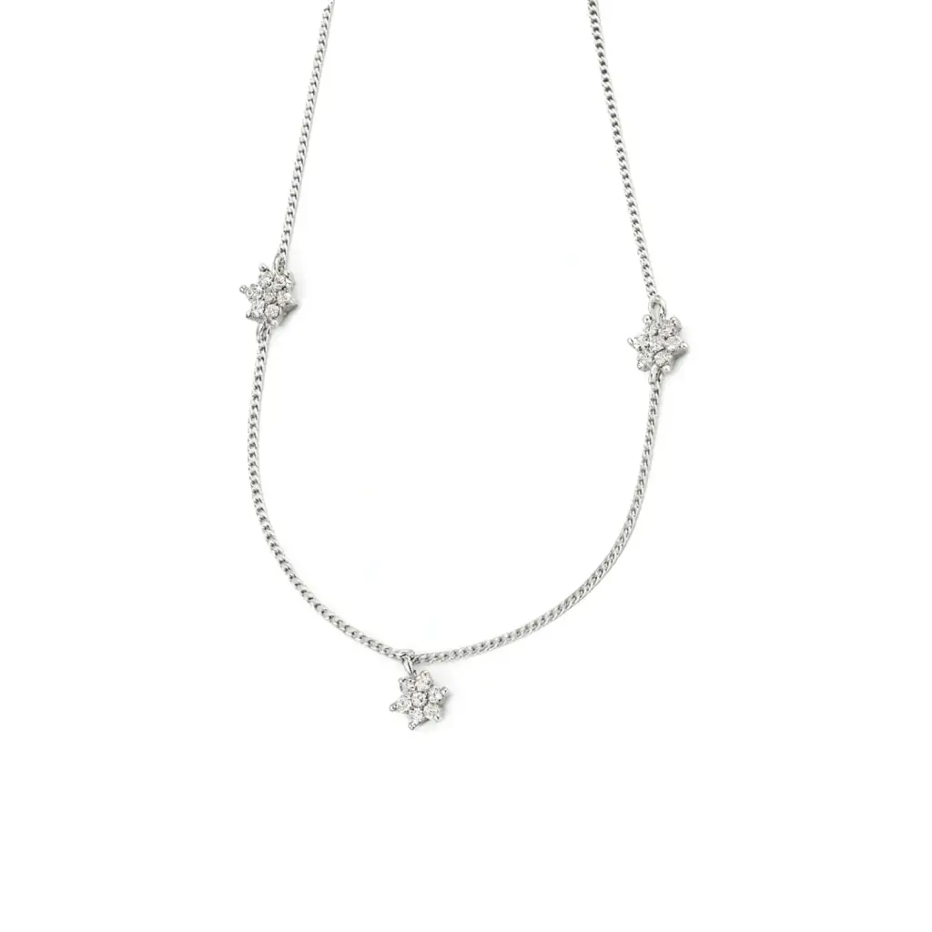 Silver Cz Flower Multi Motif Necklace ‚Äì Small : 46536087