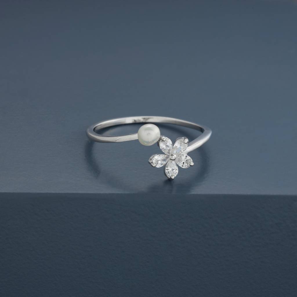 Pearl - Office Wear Silver Finger Ring - 473453 : 473454