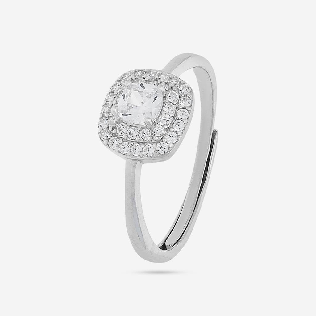White Rhodium - Plated Office Wear Silver Finger Ring - 453301 : 453301