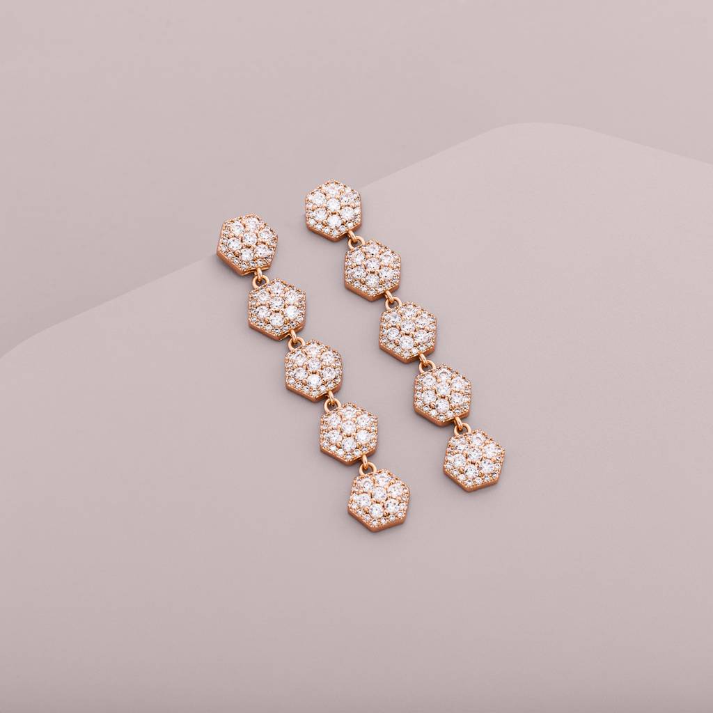 White - Plated Casual Wear Trendy Zircon Earring - 466902 : 466904