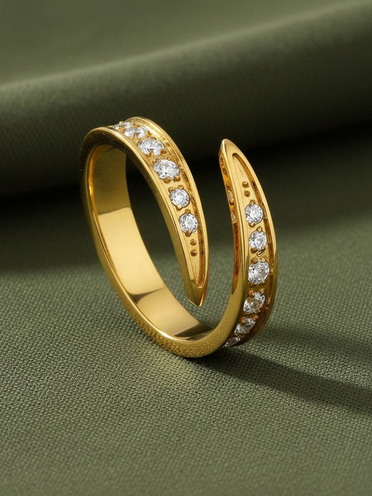 18K Gold Plated Open Grace Ring Stainless Steel Waterproof & Anti-Tarnish : R2ASSS7G