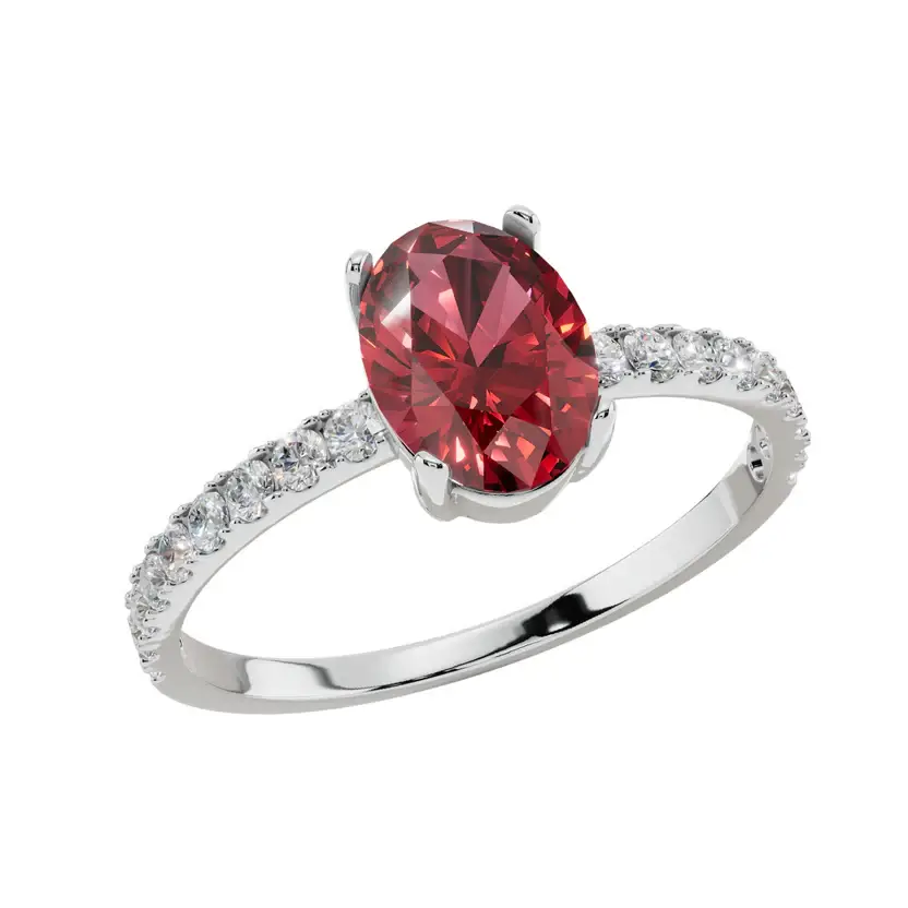 The Ruby Oval Pavé Pure Silver Ring : VRG10-R-SL-10-W