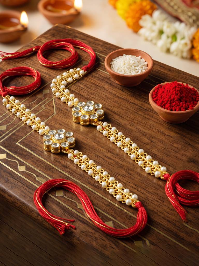 Traditional Rakhi For Bhaiya/Bhabhi Red Thread Rakshabandhan Rakhie (Pack Of 2) Rakhee Rakshasutra : 198-L1R1-26-W-2-2026