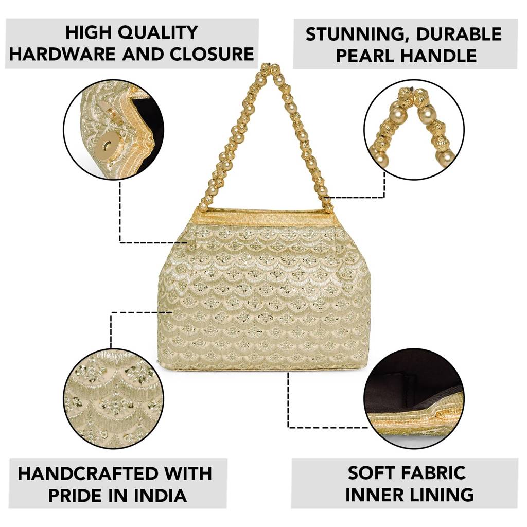 Potli Embroidered - Purse For Women Handmade Stylish Handbag Fashion Bridal Bag : P65G-F-2