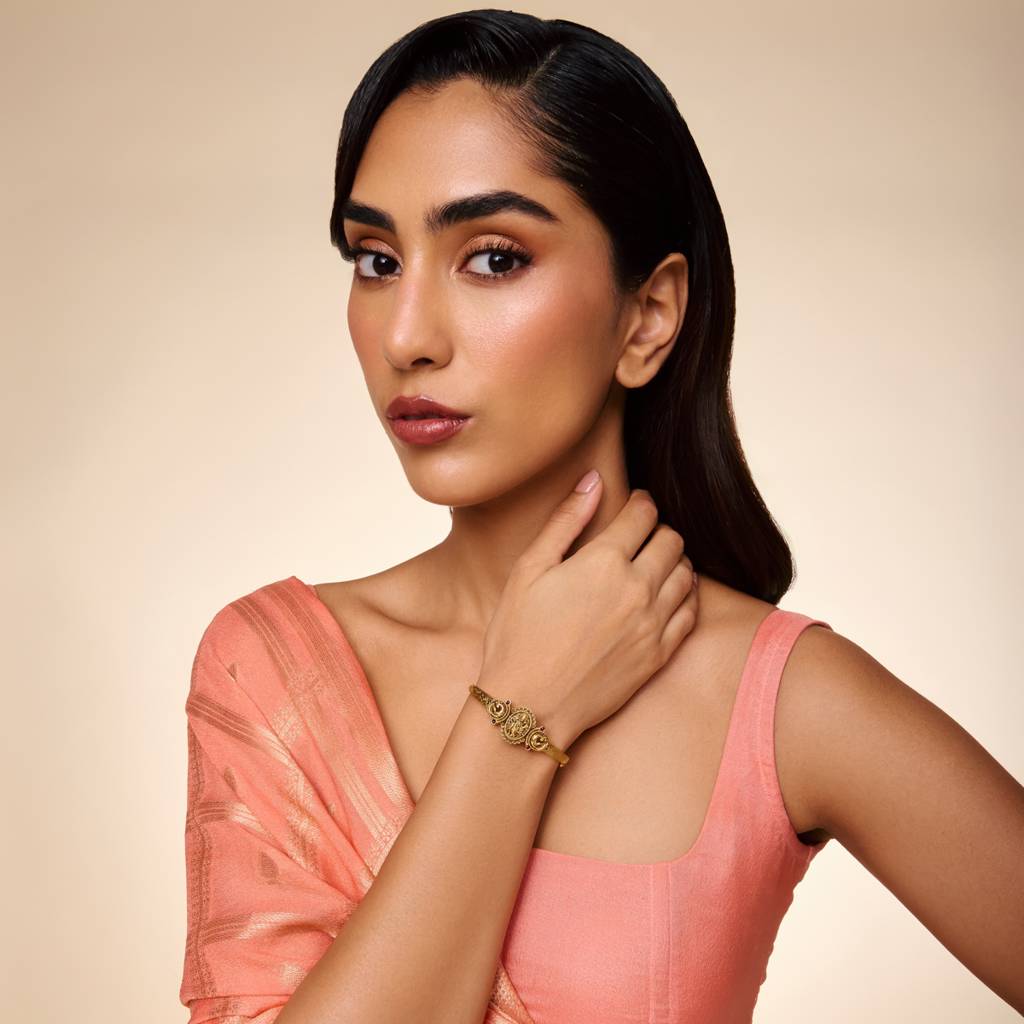 Ruby Gold - Plated Festive Antique Kada - 463968 : 463968