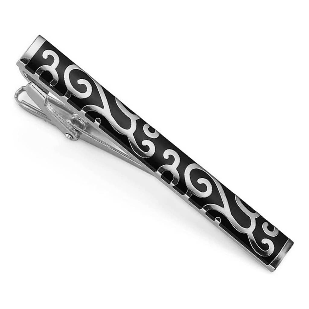 Black Silver Two Tone Tie Pin Stylish Accesories For Men & Boys Wedding Business Gift (Px9T05S) : PX9T05S
