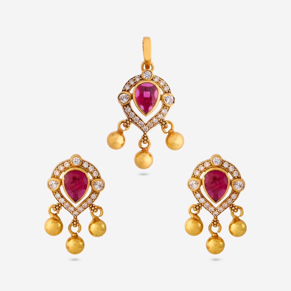 Gold - Plated Festive Temple Pendant Set - 426691 : 426690
