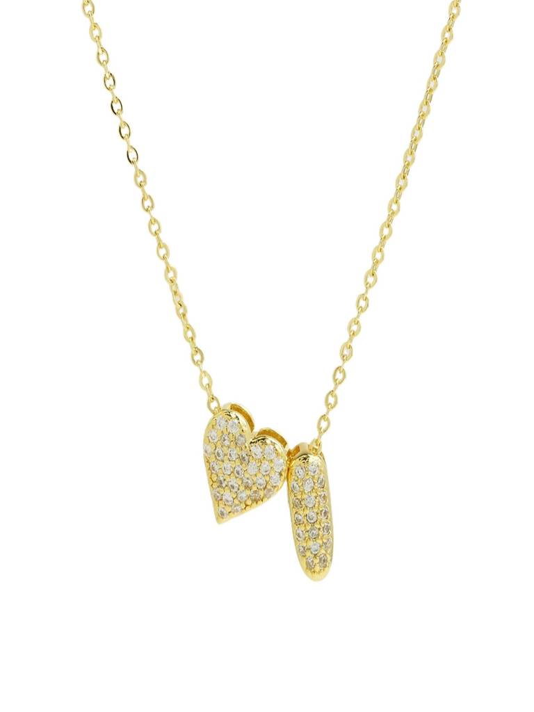 Reversible Initial Letter & Heart With Zircons Gold Plated Antitarnish Pendant : ABY0226P201GI