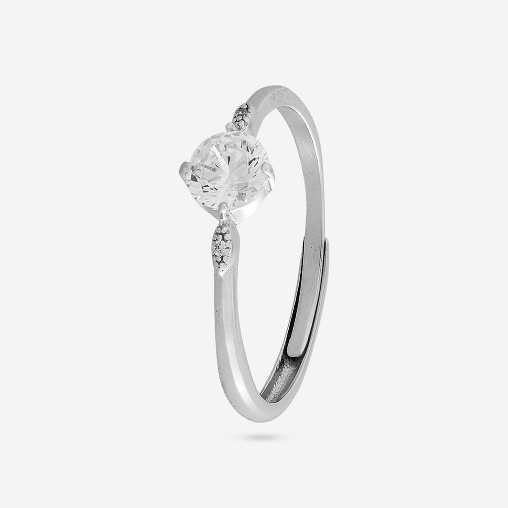 White Rodium Plated - Office Wear Silver Finger Ring - 465674 : 465674