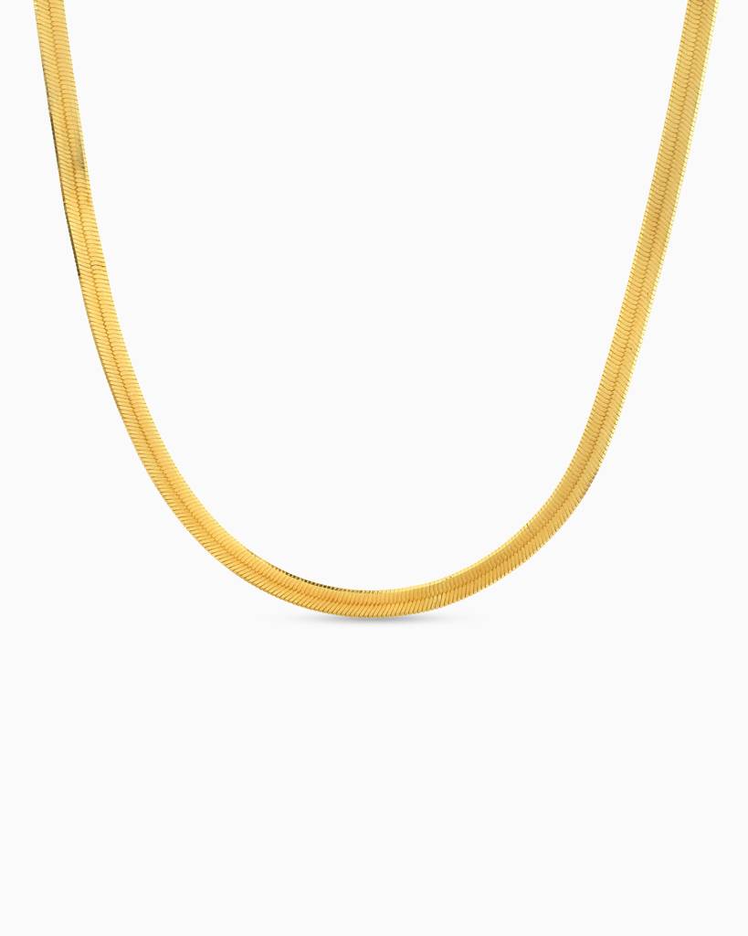 Silhouette Slim: 925 Sterling Silver Flat Herringbone Chain Necklace : TK-1501-N109-G00