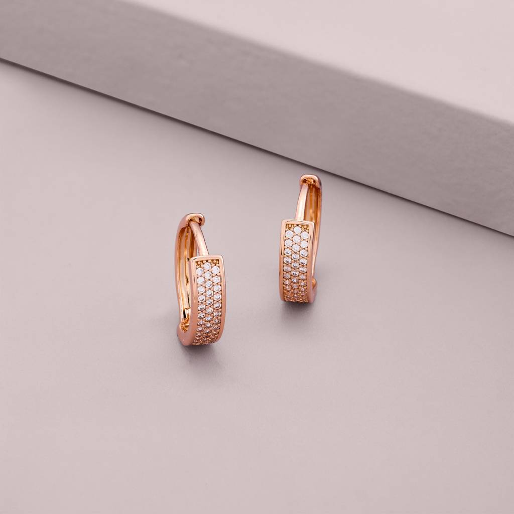 White - Plated Casual Wear Trendy Zircon Earring - 466923 : 466925