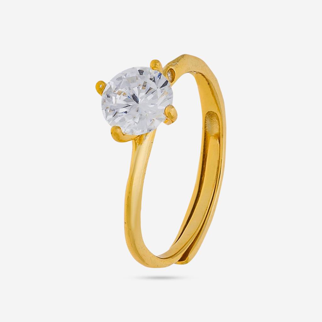 White - Plated Office Wear Silver Finger Ring - 453144 : 453144