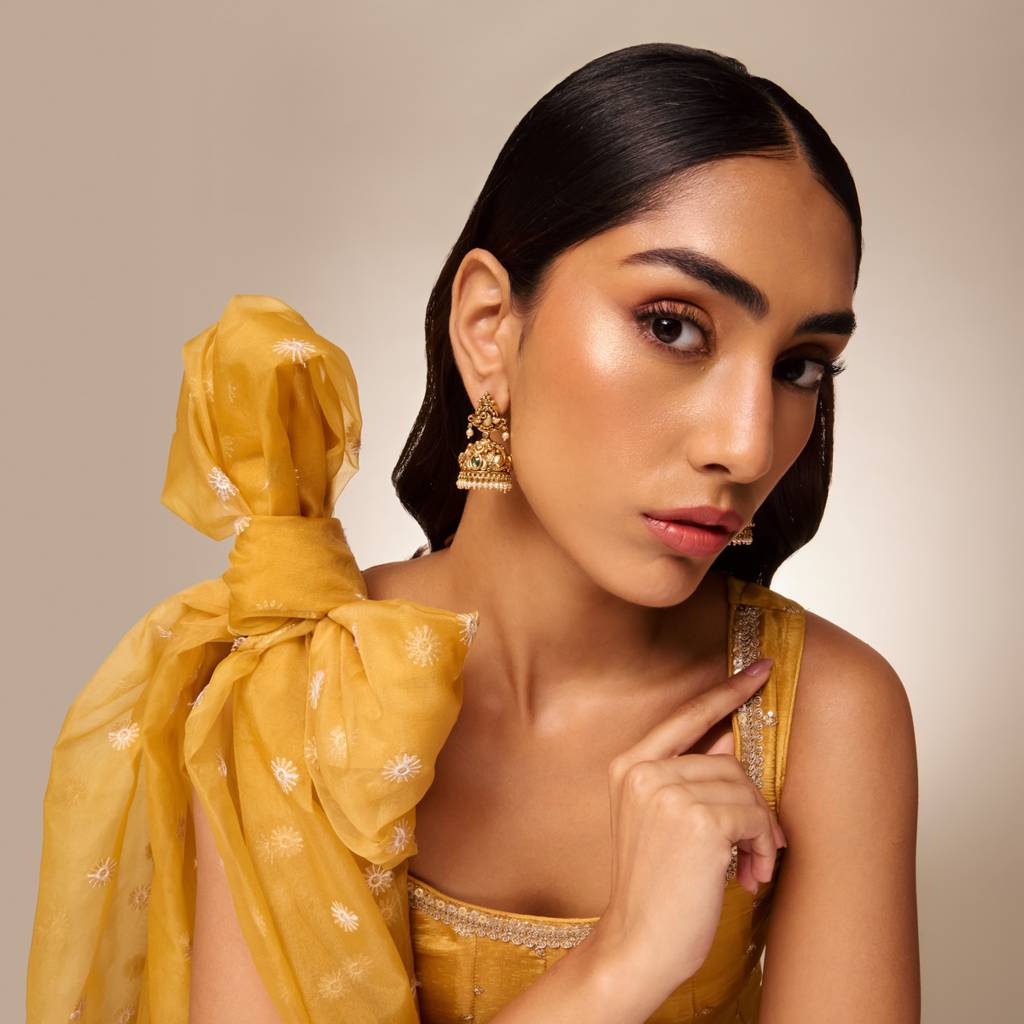 Ruby-Green Gold - Plated Festive Antique Earring - 466755 : 466755