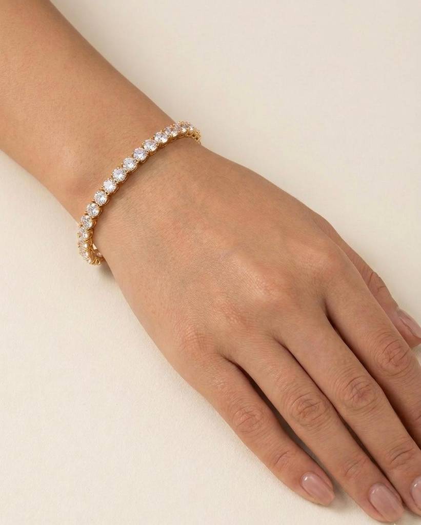 Eternz Certified Jewellery - VELANTAE 18K Gold Plated Tara Classic Tennis Bracelet (6 Inches)