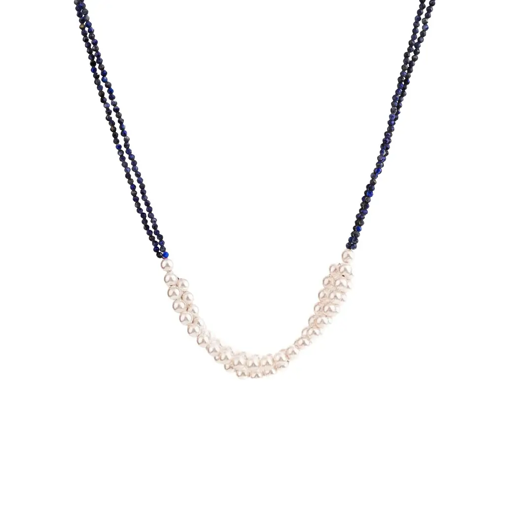 Lapis Lazuli And Pearls Layered Necklace : 11795351