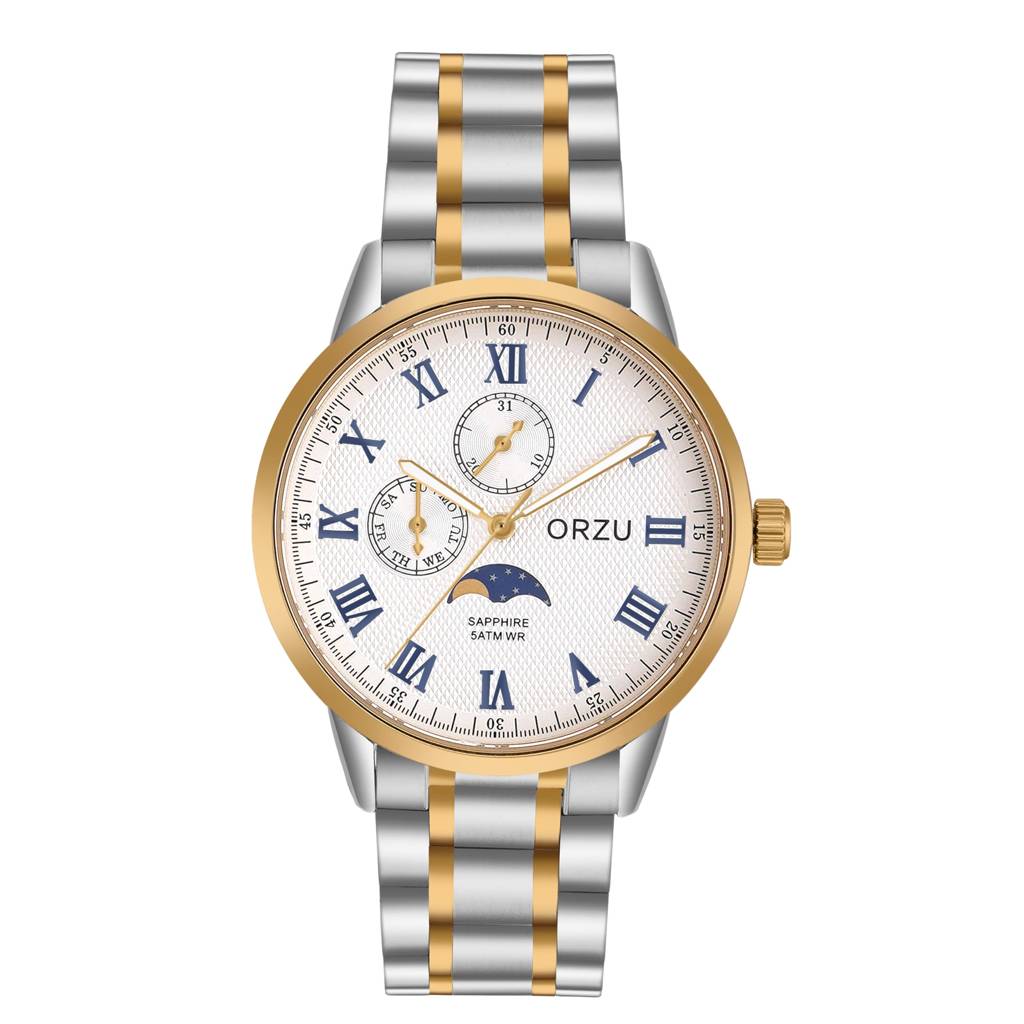 Multifunction Moon Phase Dial Men'S Watch - Mm40021 | Stainless Steel Case & Solid Band | Sapphire Glass | Band Watc : MM40023