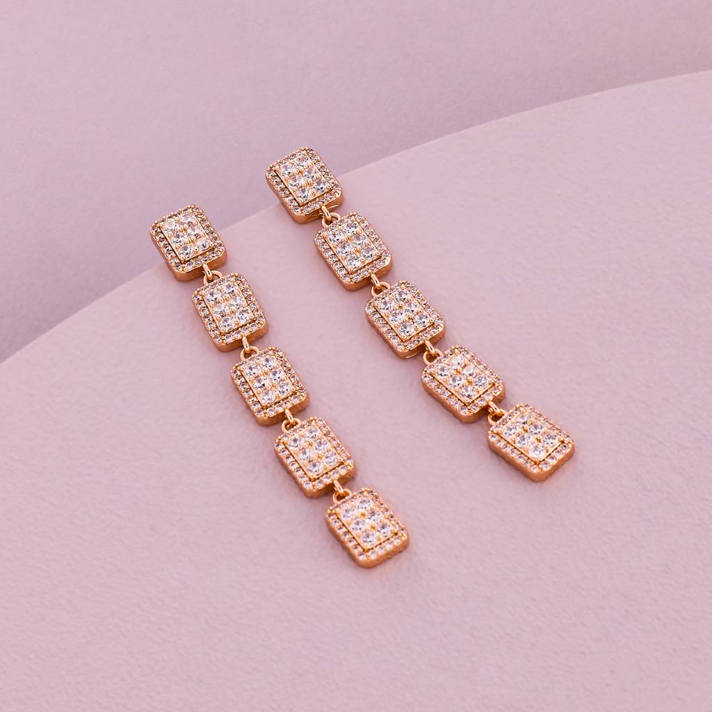 White - Plated Casual Wear Trendy Zircon Earring - 466908 : 466910