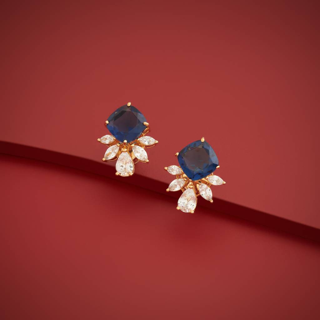 Gold - Plated Party Wear Zircon Earring - 469224 : 469226
