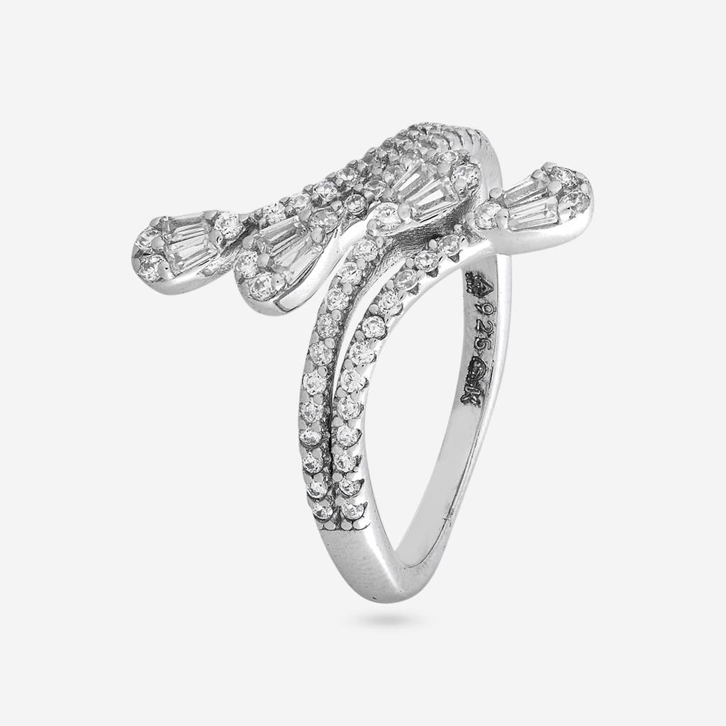 White Rodium Plated - Office Wear Silver Finger Ring - 465887 : 465887