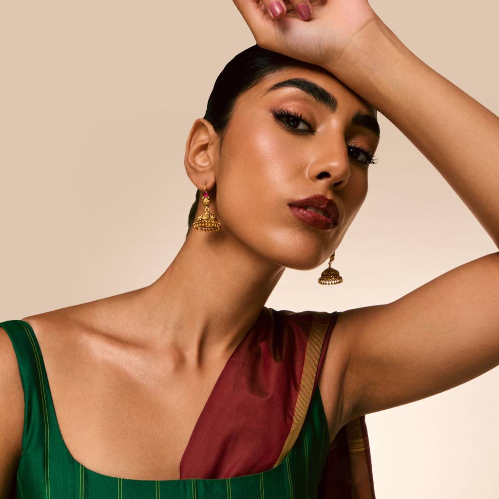 Ruby Gold - Plated Festive Temple Earring - 462026 : 462026