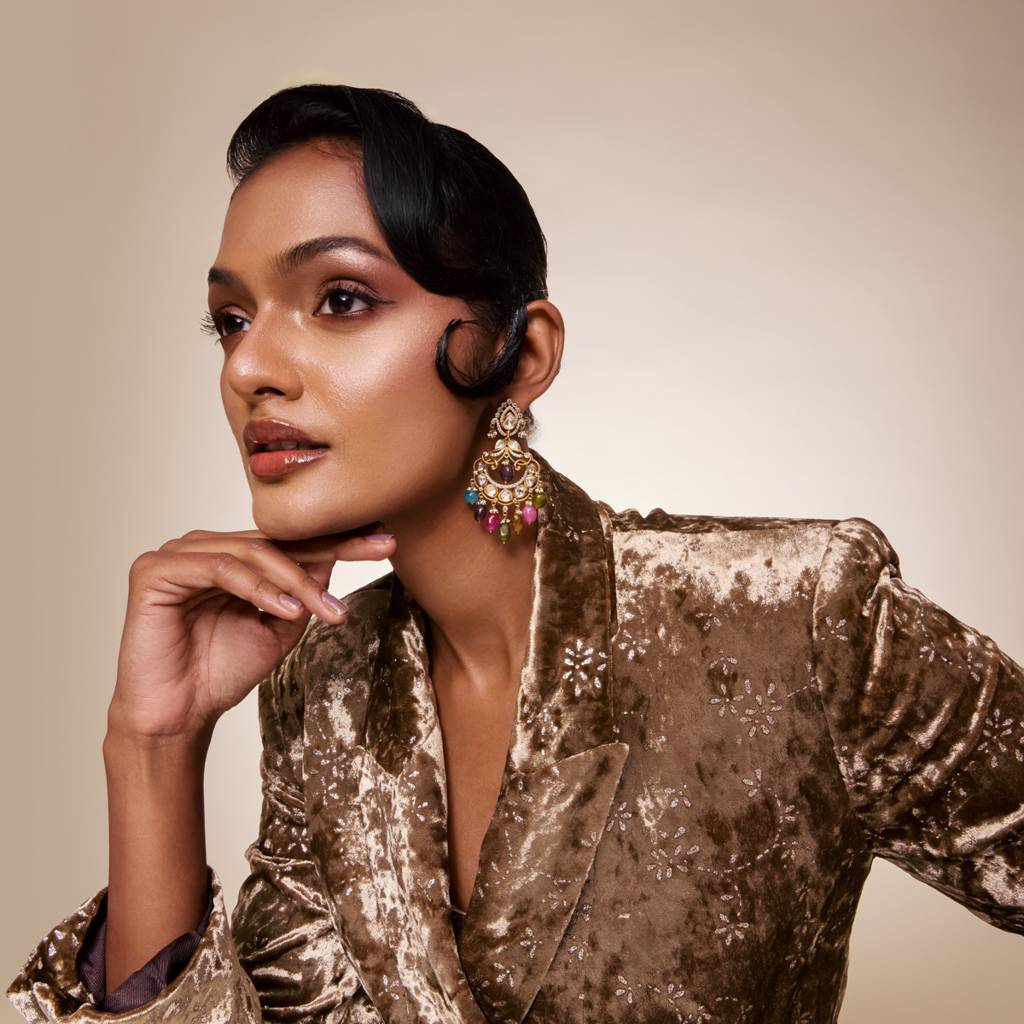 Multi Victorian - Plated Bridesmaid Kundan Earring - 467982 : 467982