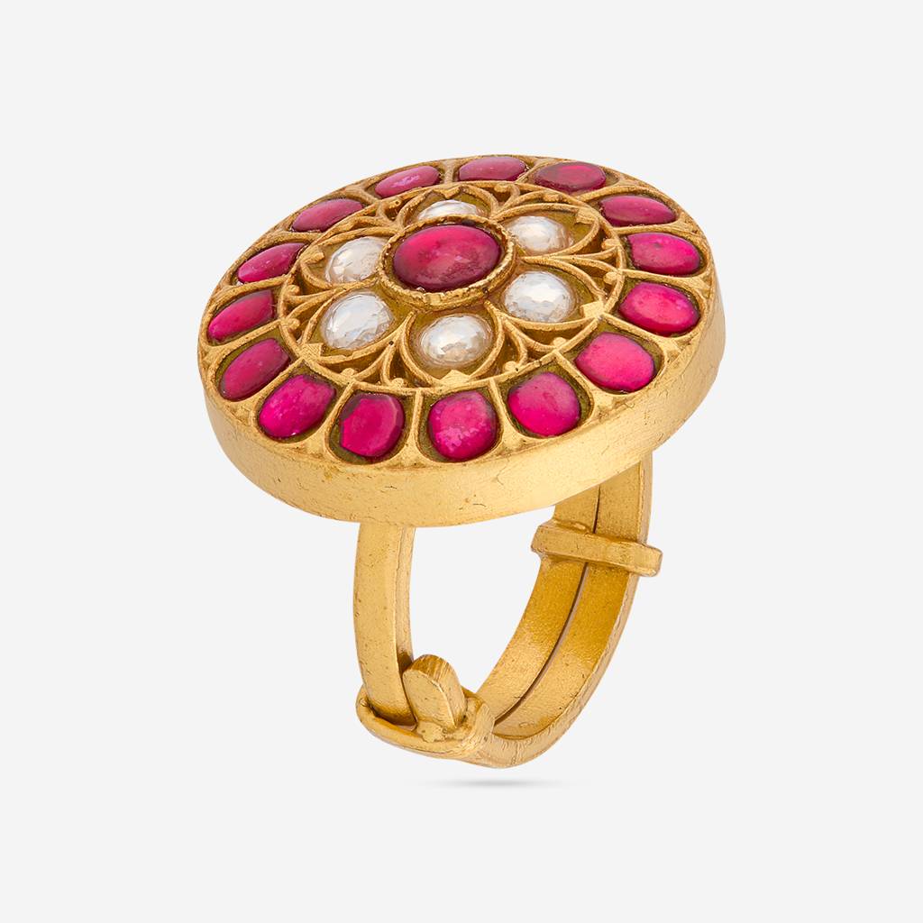 Ruby Gold - Plated Festive Temple Finger Ring - 464843 : 464843