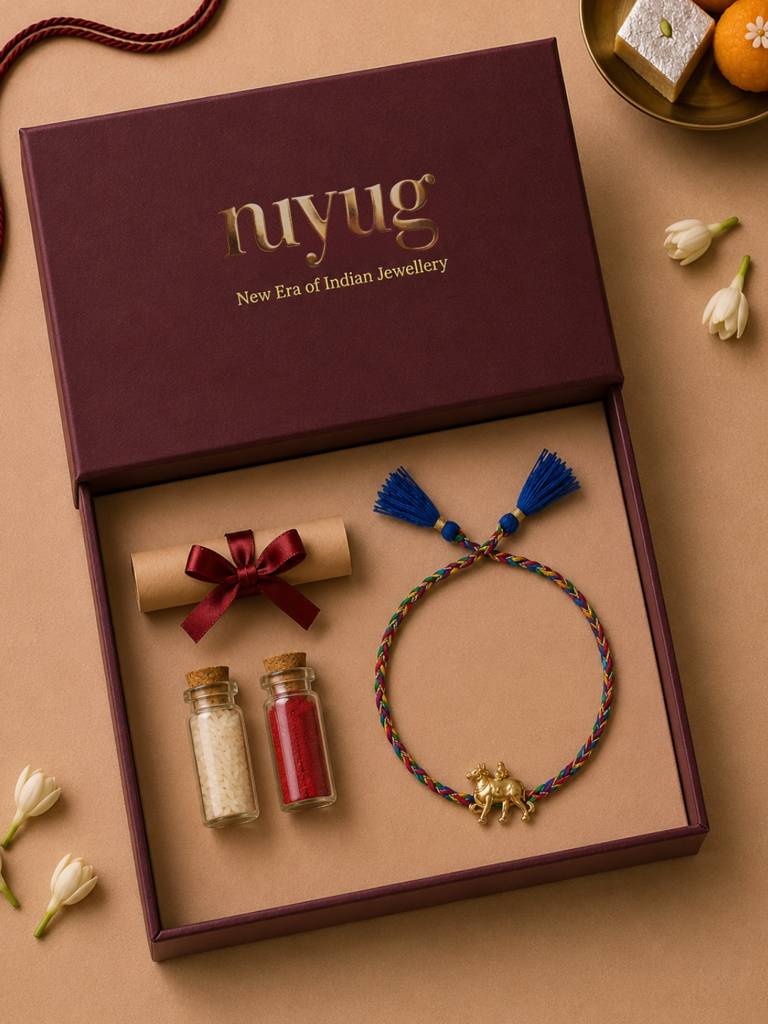 Eternz Certified Jewellery - Nuyug Sacred Nandi Blessings Rakhi Hamper (Adjustable)