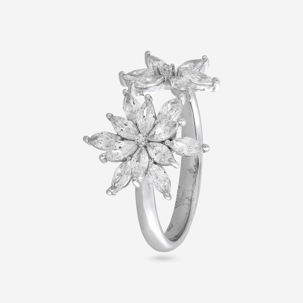 White Rodium Plated - Office Wear Silver Finger Ring - 465877 : 465877