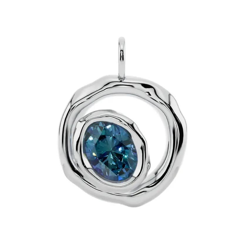 Eclipse Halo Semi Silver Pendant Necklace : VFL08-S-SM