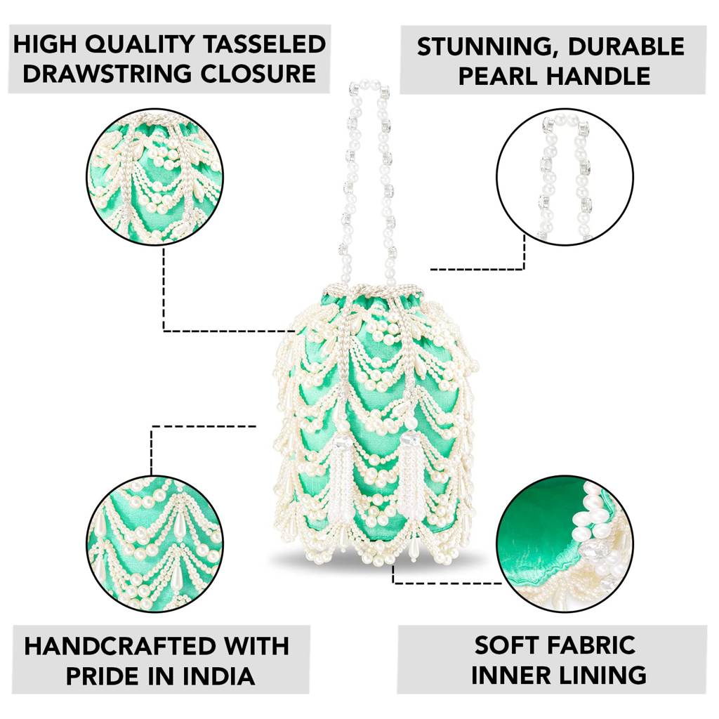 Potli Bags For Women Evening Bag Clutch Ethnic Bride Purse With Drawstring(P45M) : P45MNT