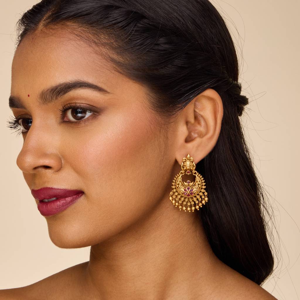 Ruby Gold - Plated Festive Antique Earring - 449602 : 449602