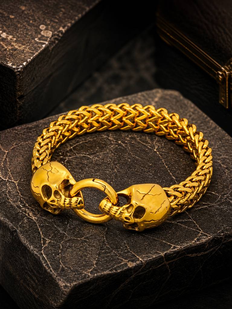Aanura 18K Gold-Plated Skull Chain Anti-Tarnish Waterproof