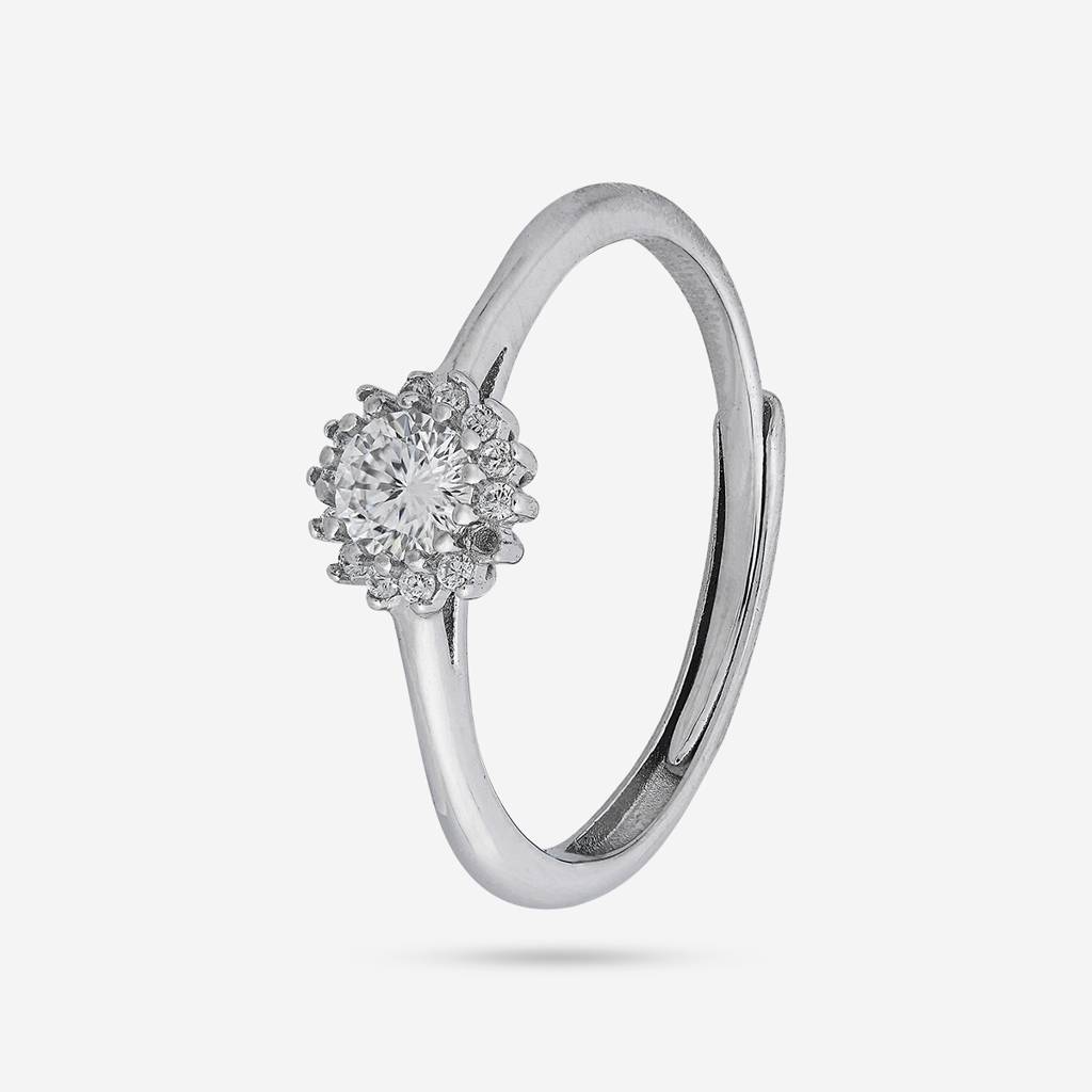White Rhodium - Plated Office Wear Silver Finger Ring - 448514 : 448514