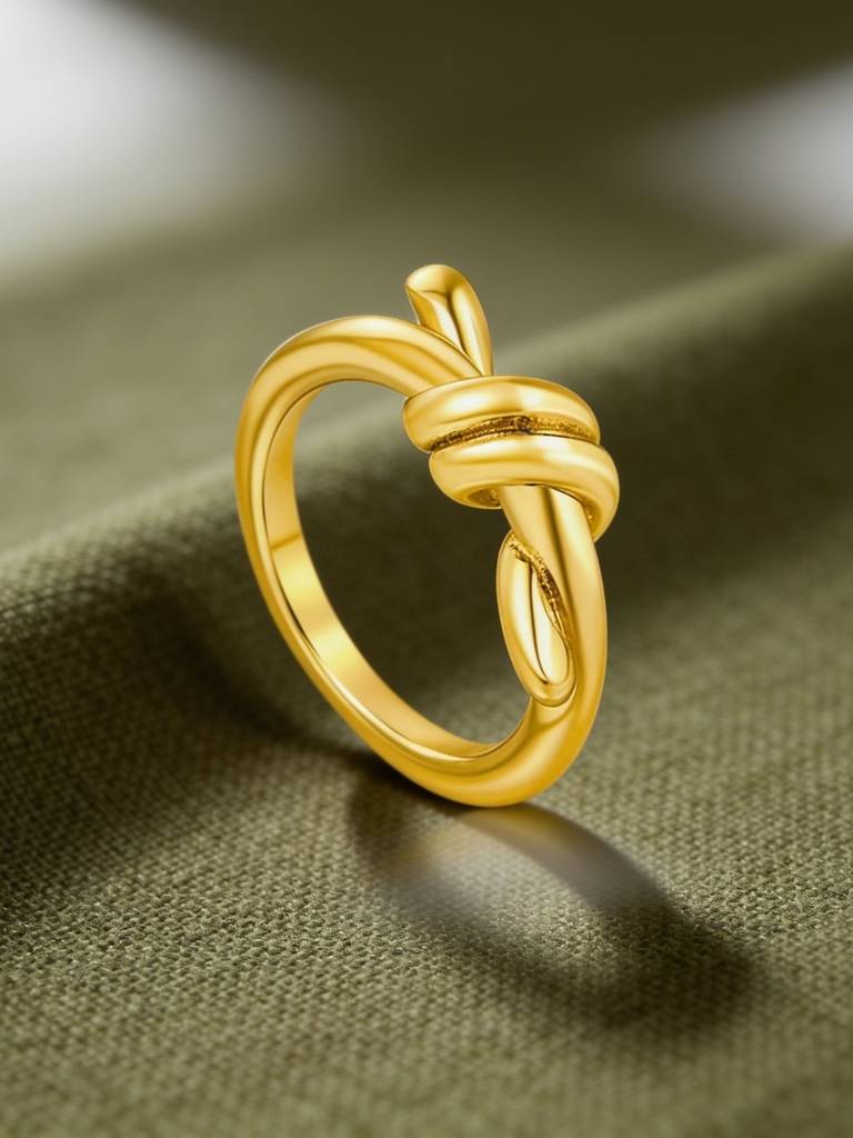 18K Gold Plated Stainless Steel Waterproof & Anti-Tarnish Golden Thorn Ring : R104ASSS7G