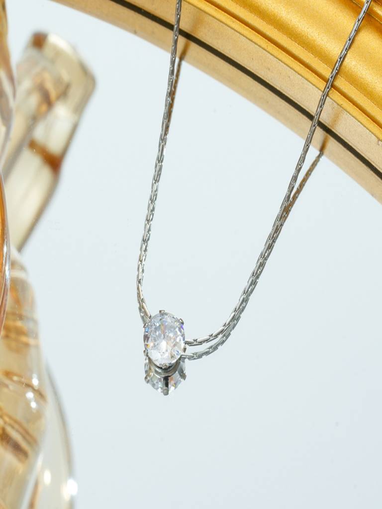 Zircon Thin Neck Chain Anti-Tarnish Necklace : ALH0626PN401S