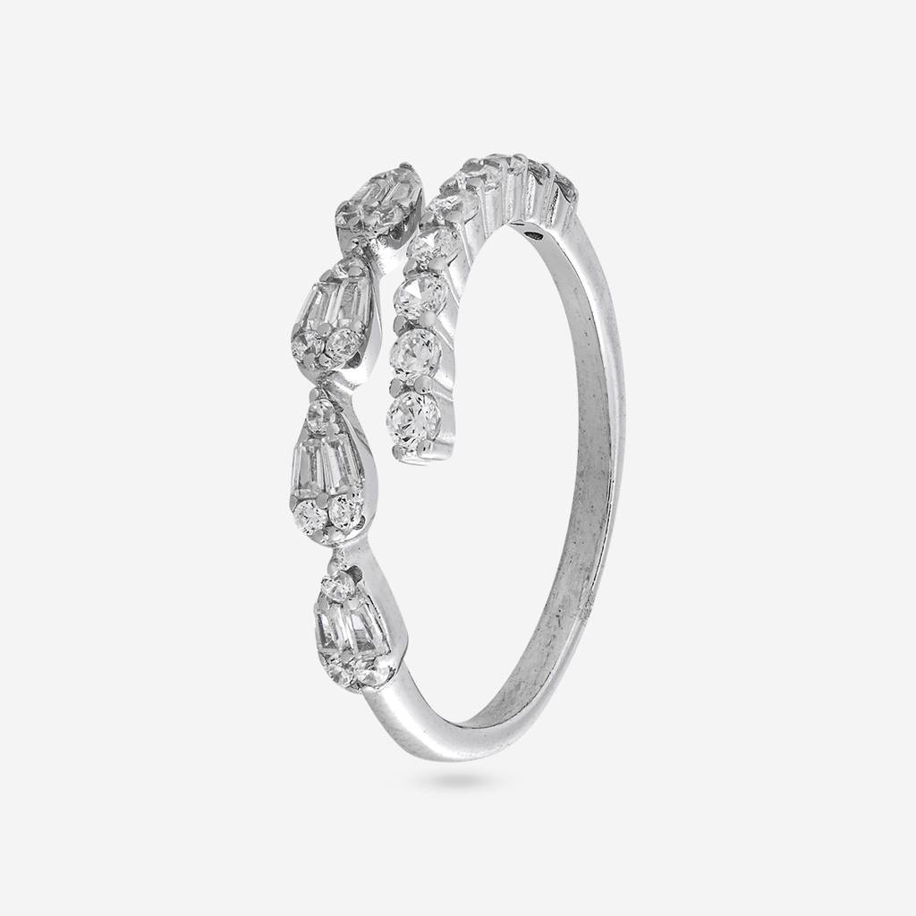 White Rodium Plated - Office Wear Silver Finger Ring - 465873 : 465873