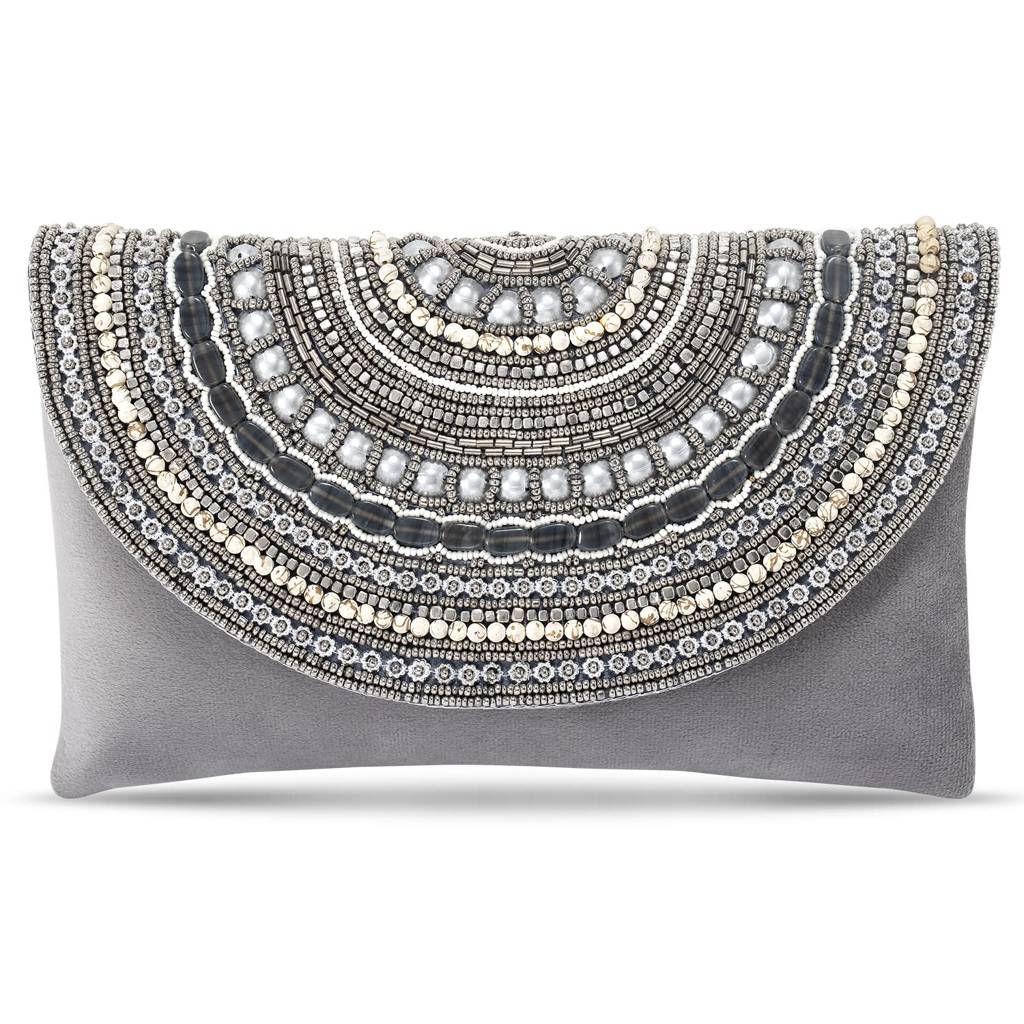 Clutch Purses For Women Wedding Handmade Evening Handbags Party Bridal Clutch (C12Bl) : C12GRY