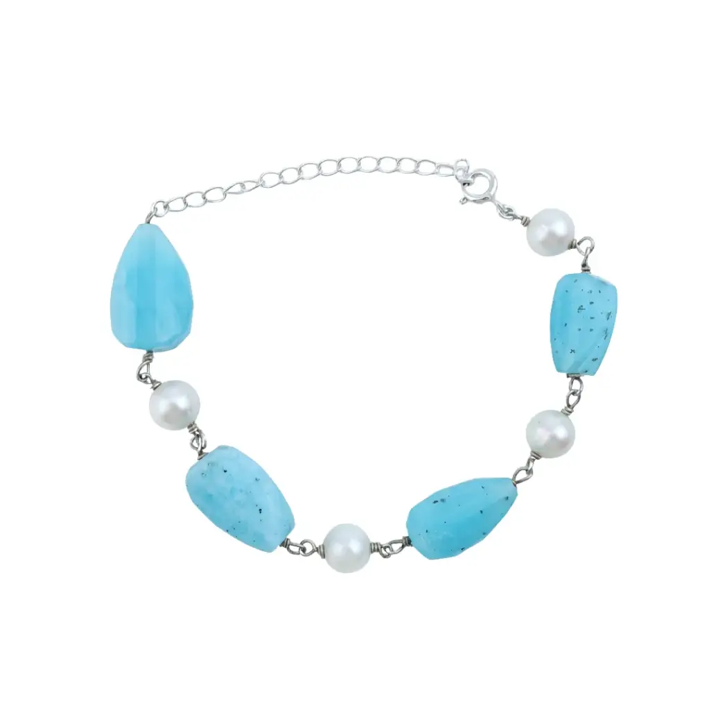 Silver Bracelet With Fresh Water And Semiprecious Stones : 51370647