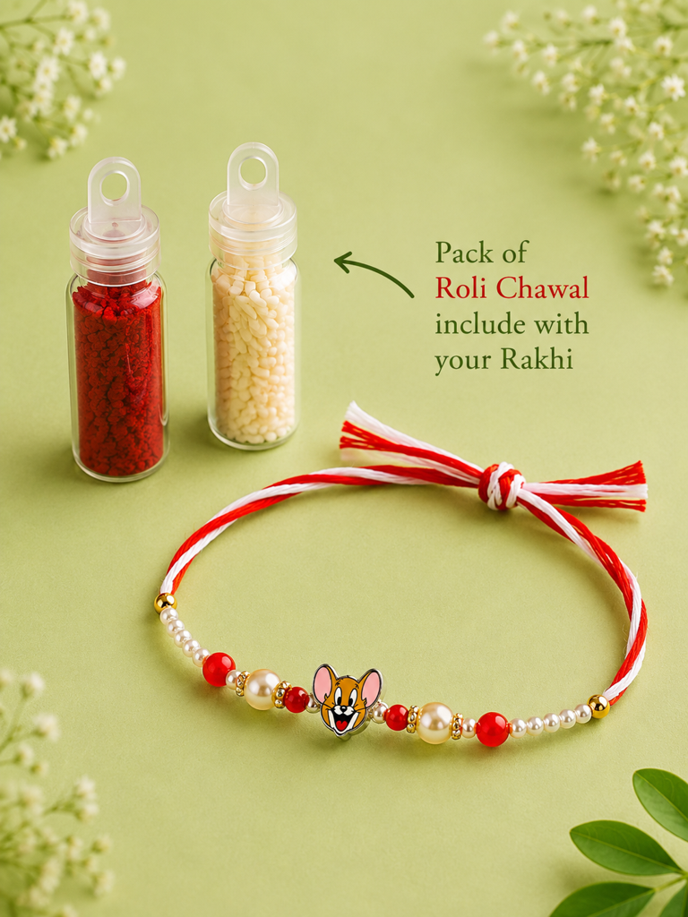 Eternz Certified Jewellery - SAMIKA925 Sterling Silver Jerry Cartoon Kids Rakhi With Roli