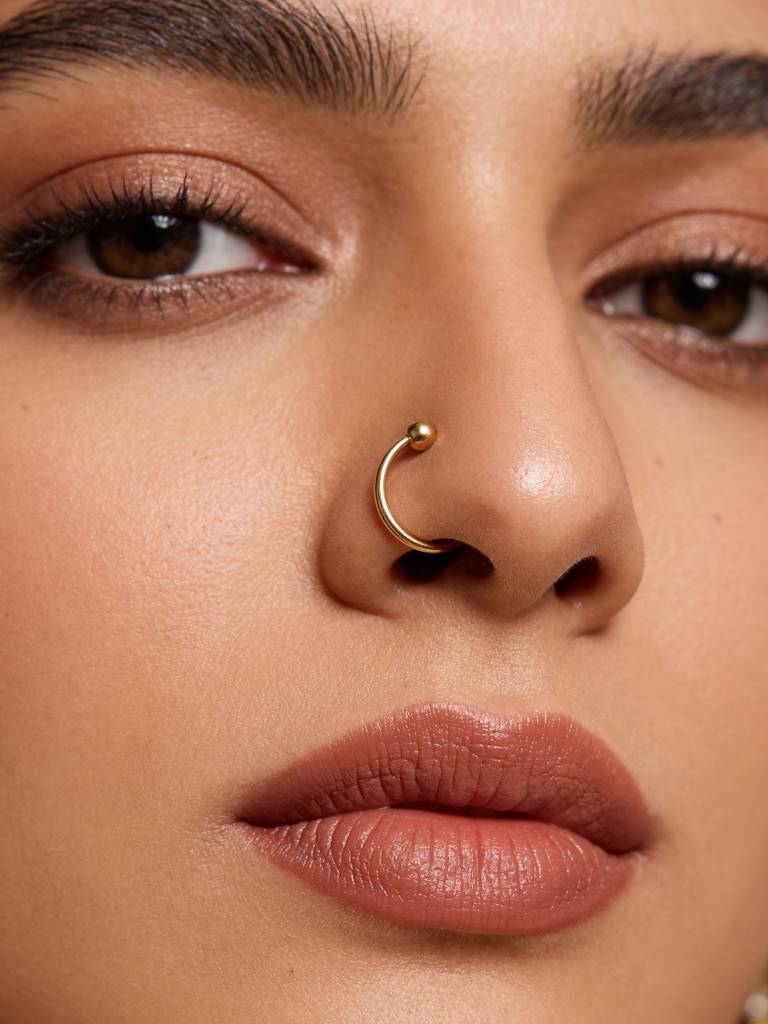 Classic Gold-Toned Silver Nose Hoop : FINP4174