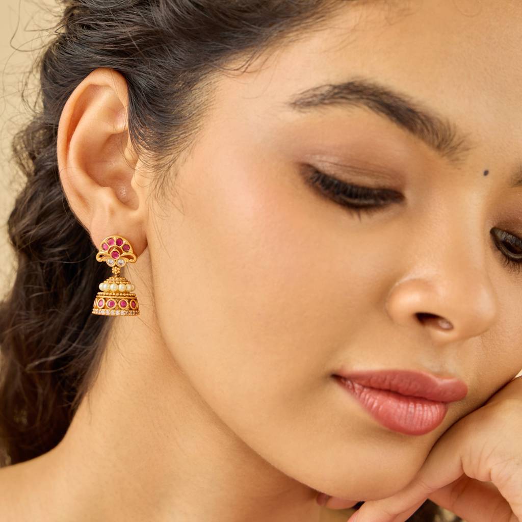 Ruby Gold - Plated Festive Antique Earring - 437937 : 437937