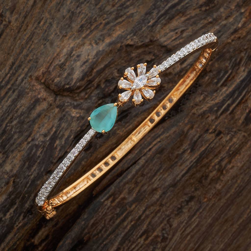 Rhodium-Gold - Plated Party Wear Zircon Kada - 435087 : 435091